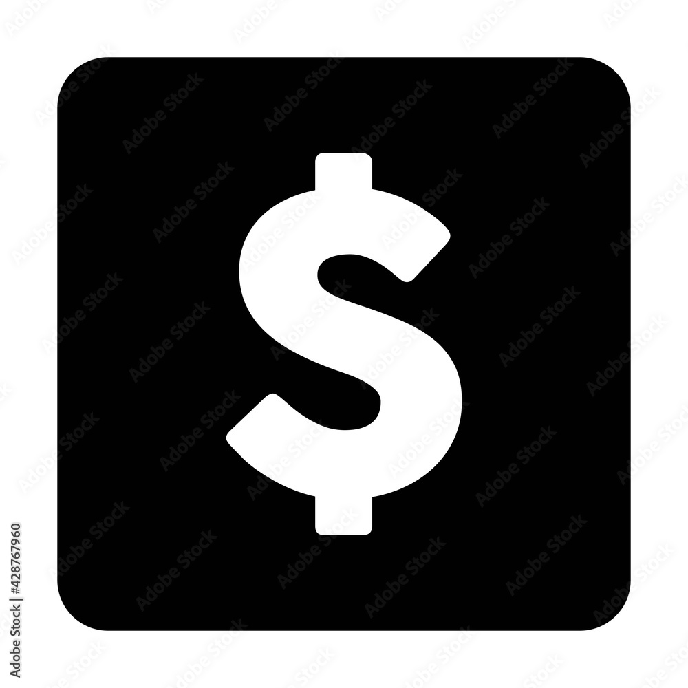 USD sign icon vector dollar symbol currency for business and finance in a flat color glyph pictogram illustration