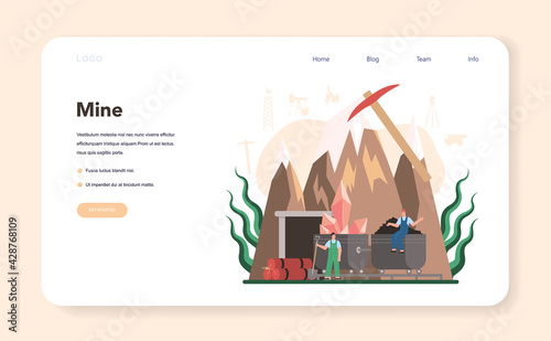 Mining concept web banner or landing page. Mineral and natural resources