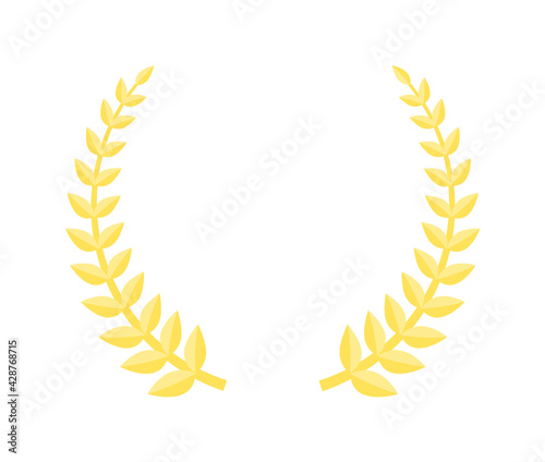 Gold laurel leaf wreath award isolated on white