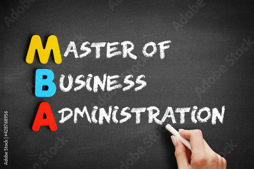 MBA - Master of Business Administration acronym, business concept on blackboard