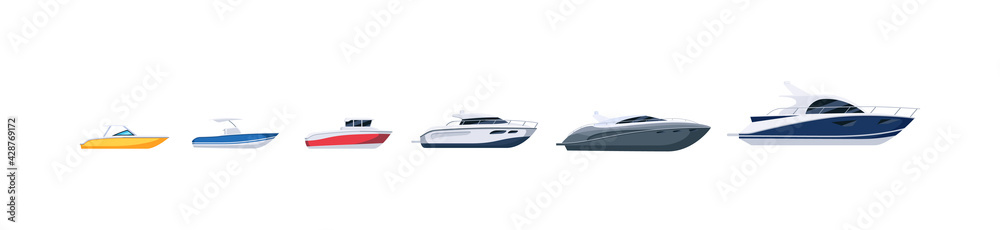 Boat, steamboat and motorboat difference set on white Boat, steamboat and motorboat difference set on white