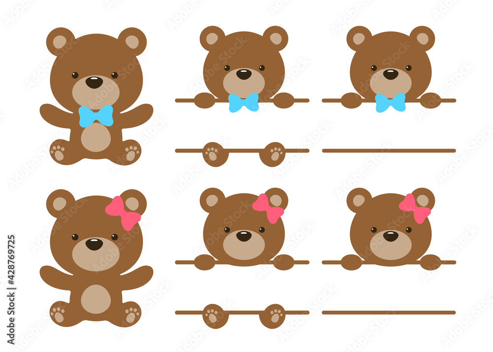 Vector pink teddy bear brown teddy bear Isolated on white background. Vector pink teddy bear brown teddy bear Isolated on white background.