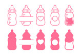 Vector newborn baby plastic water bottle Leave space for adding text. Isolated on background.