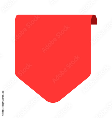 Simple red bookmark ribbon flag isolated on white