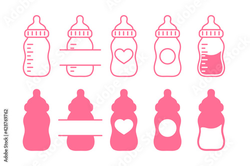 Vector newborn baby plastic water bottle Leave space for adding text. Isolated on background.