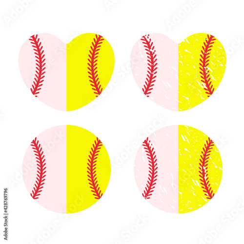 Beautiful red stitch baseball ball vector Isolated on white background