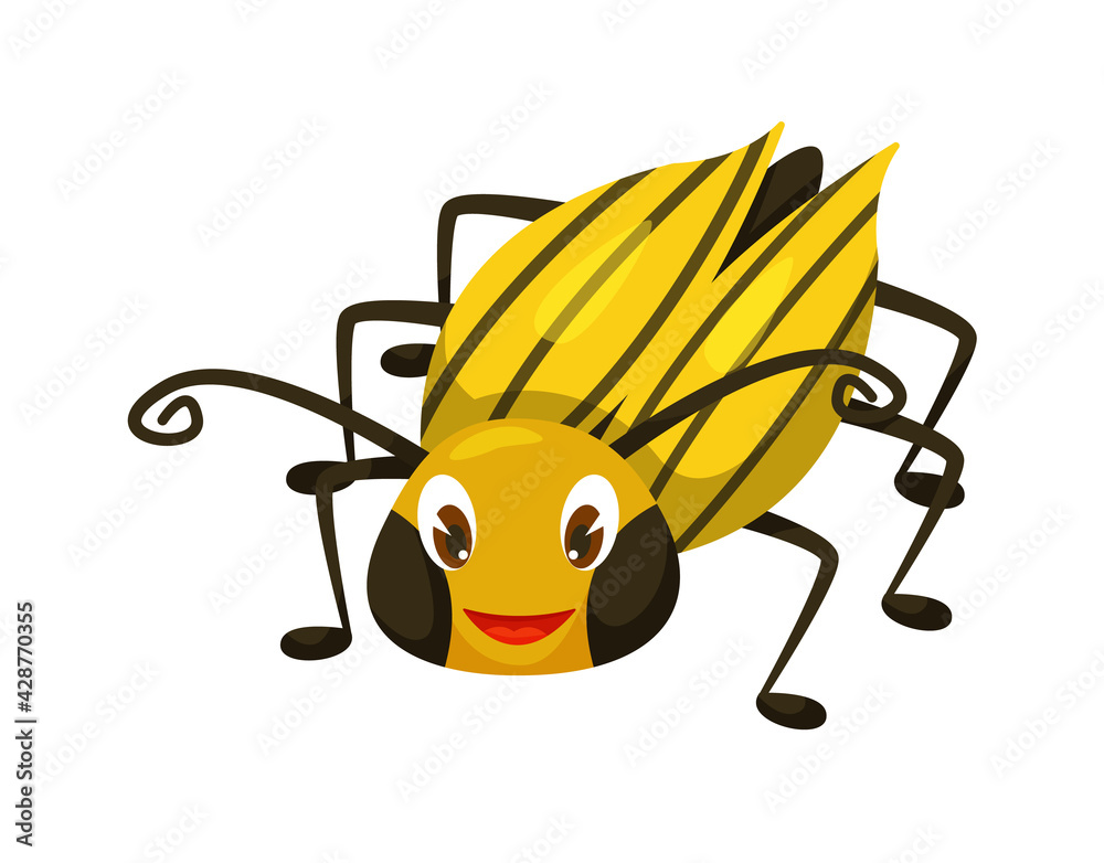 Fototapeta premium Cartoon colorado beetle isolated on white background