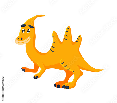 Cute dinosaur raptor character isolated on white
