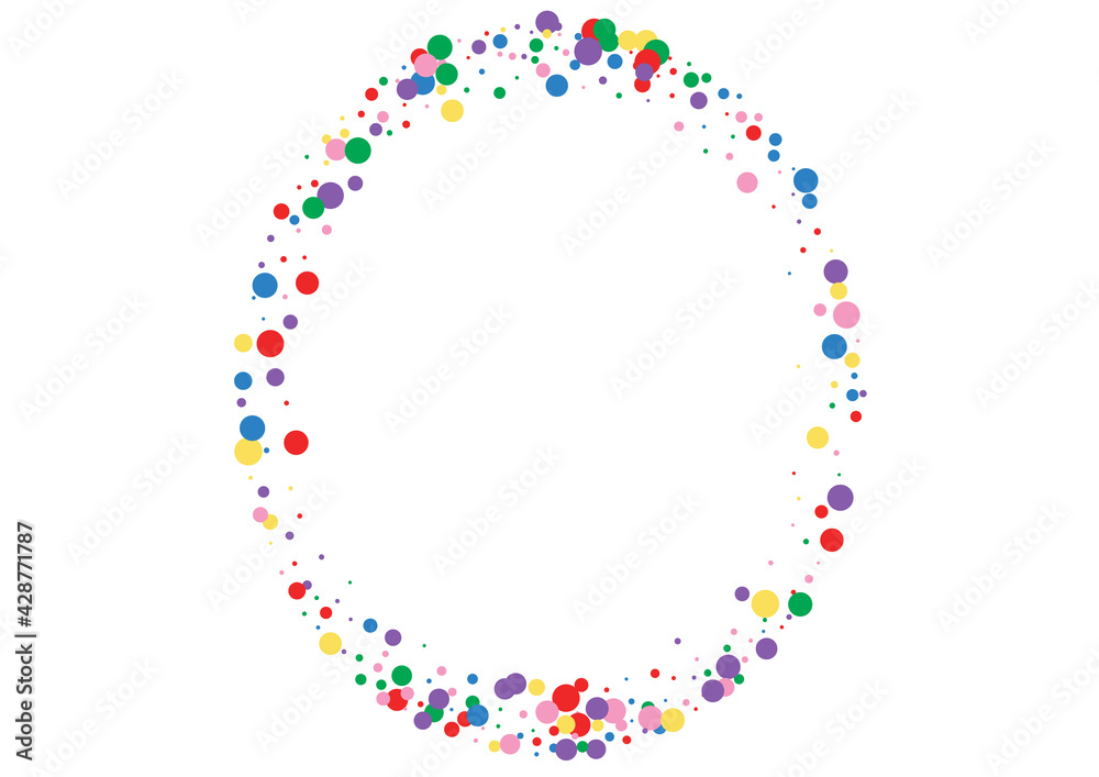 Blue Confetti Gift Background. Circle Falling Illustration. Orange Splatter Dot. Red Bold Round Texture.