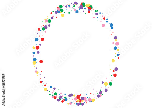Blue Confetti Gift Background. Circle Falling Illustration. Orange Splatter Dot. Red Bold Round Texture.