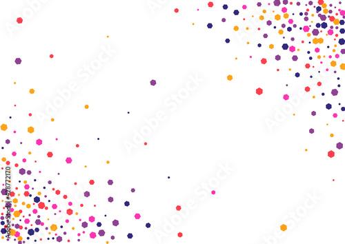 Yellow Paper Circle Wallpaper. Confetti Decoration Frame. Purple Round Decor. Dot Pink Vector Illustration. Paint Texture.