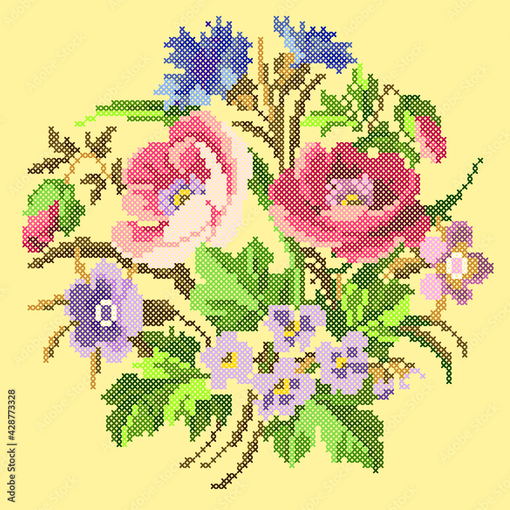 cross stitch bouquet