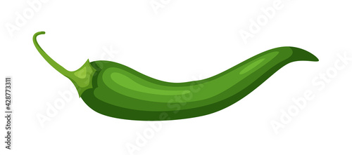 Green hot pepper Jalapeno isolated on white background