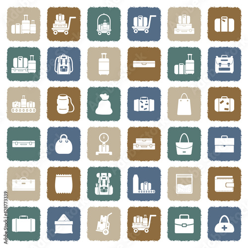 Luggage And Bags Icons. Grunge Color Flat Design. Vector Illustration.