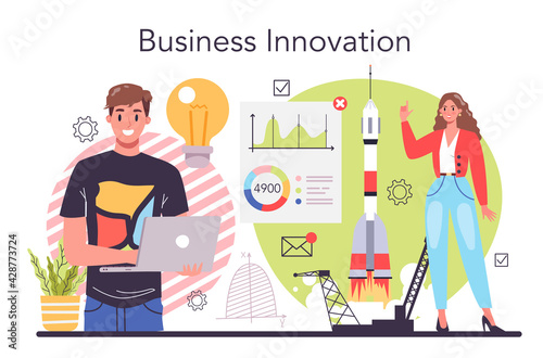 Innovation concept. Idea of creative business solution. Modern production