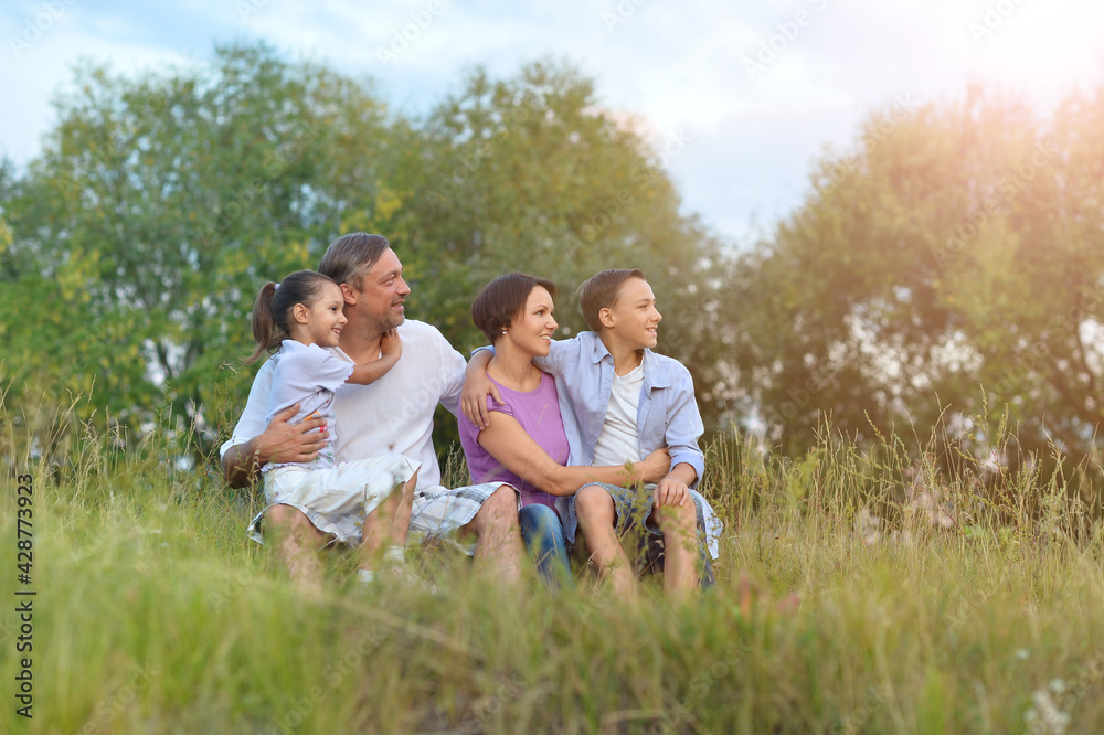 Happy family having fun outdoors