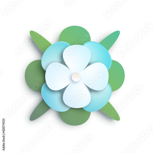 Paper flower composition art decor element isolated on white
