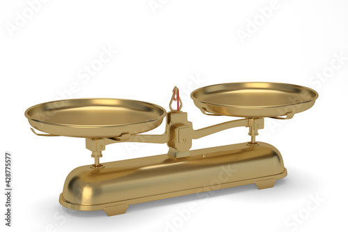 Gold weight Isolated On White Background, 3D rendering. 3D illustration.