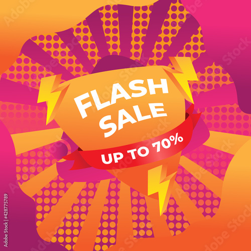 Flash sale, super sale, big sale up to 70% banner template