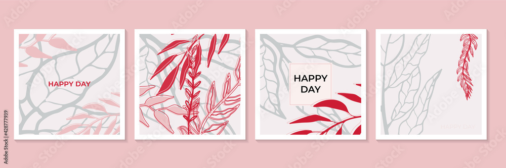 Creative cover design vector for Instagram story template, Social media posts, Story and photos, Editable collection backgrounds with Tropical floral leaf