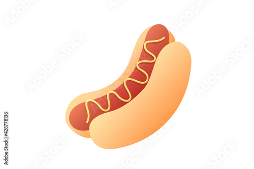 hot dog illustration, isolated on white background. Fast food illustration
