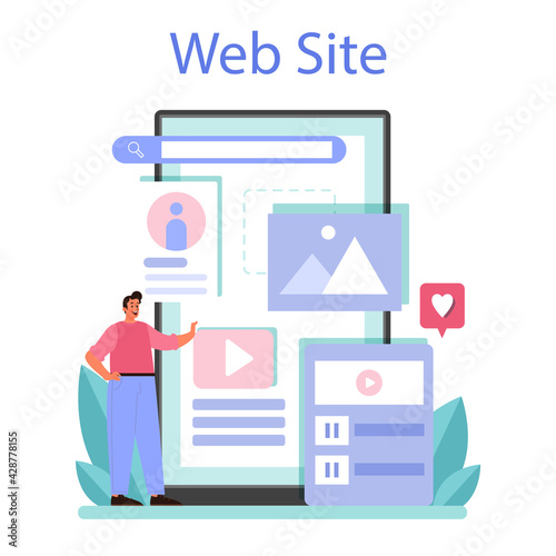 CMS introduction online service or platform. Content management system.