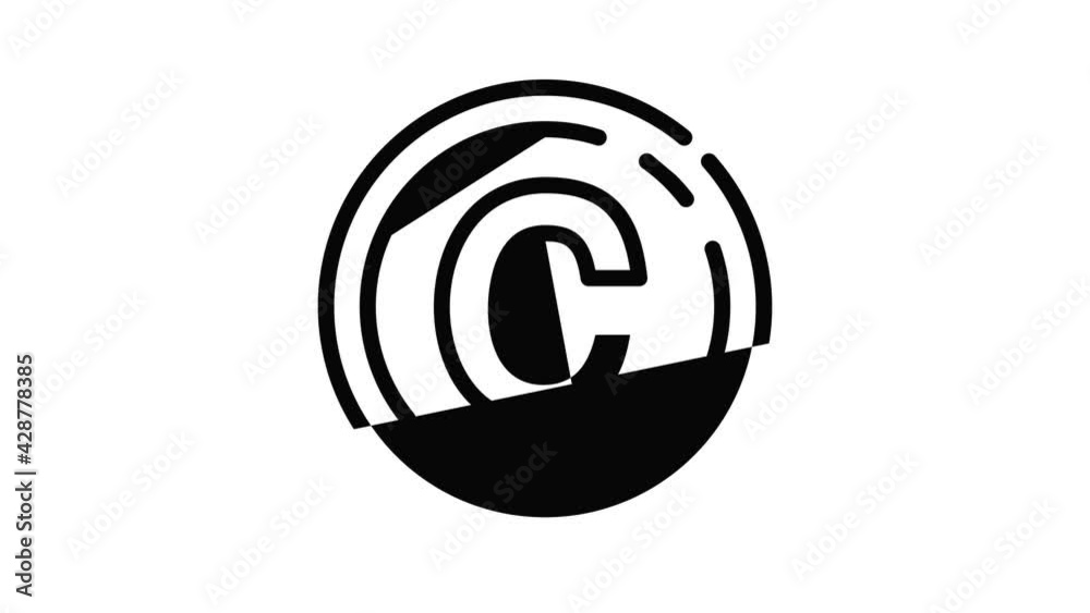 Copyright sign icon animation outline best object on white background Copyright sign icon animation outline best object on white background
