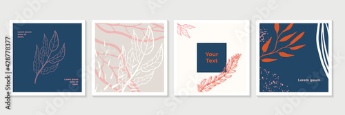 Vector templates with floral and leaves on pink pastel color. Can be use for Mother's Day greeting card, women's day celebration template, wedding invitation and much more