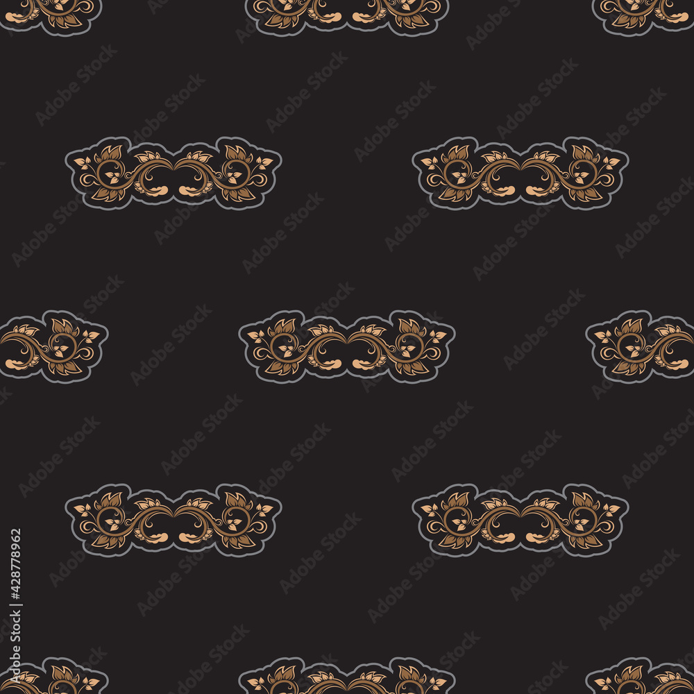 Seamless presentable pattern with flowers and monograms in simple style.