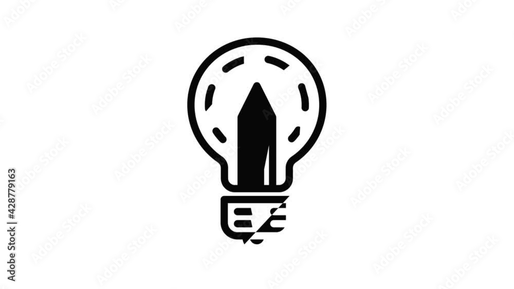 Pencil bulb icon animation outline best object on white background