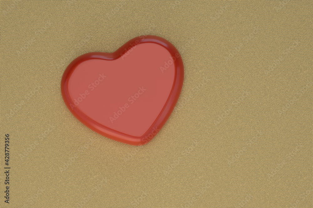 Red heart on golden background, 3D rendering. 3D illustration. Red heart on golden background, 3D rendering. 3D illustration.