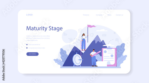 Maturity stage web banner or landing page. Project life cycle period.