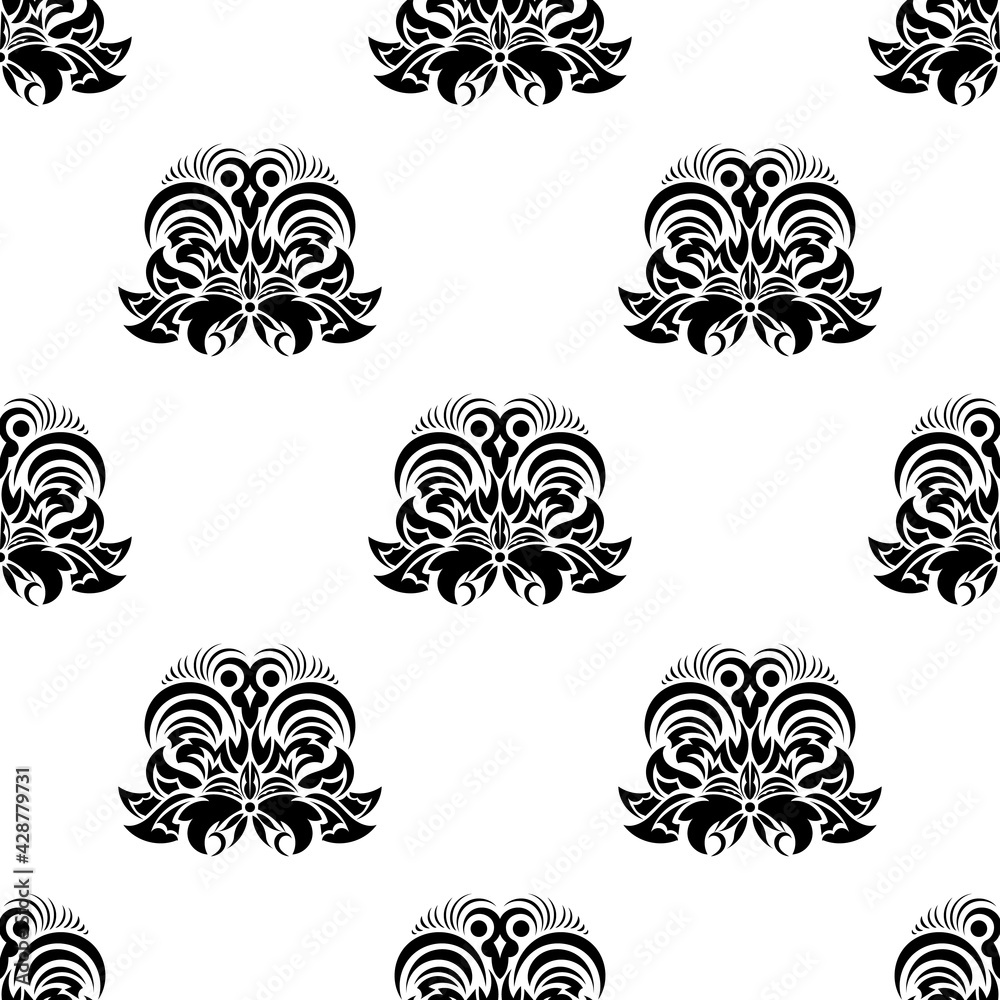Seamless black and white pattern with monograms in the Baroque style. Good for backgrounds and prints. Vector Seamless black and white pattern with monograms in the Baroque style. Good for backgrounds and prints. Vector