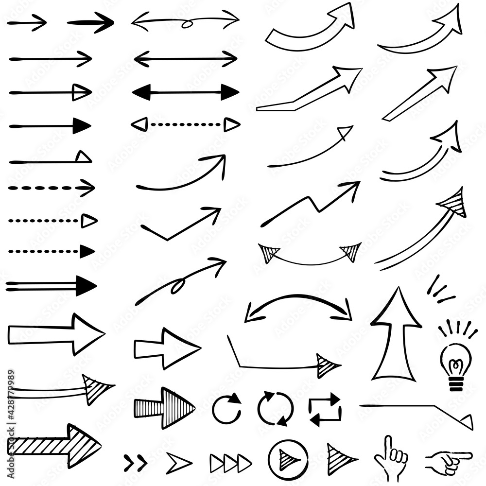 手描き風線画の矢印 黒色 Stock Vector Adobe Stock