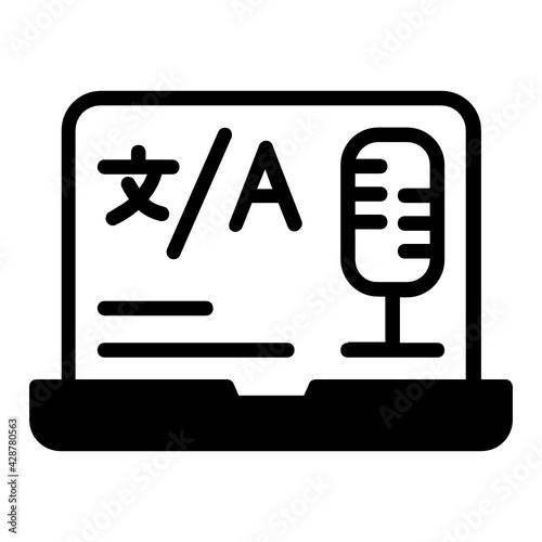 Direct Speech Translator Concept, Voice Conversion Vector line Icon Design, Language Translation symbol on white background, Dub localization stock illustration