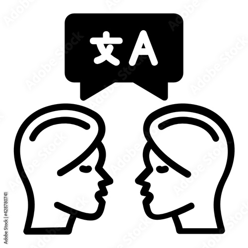 Translator and Dubbing Service Concept Vector line Icon Design, Language Translation symbol on white background, Dub localization stock illustration