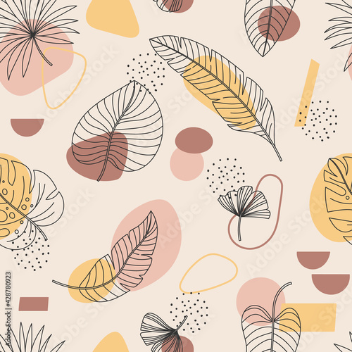 Seamless pattern with tropical plants