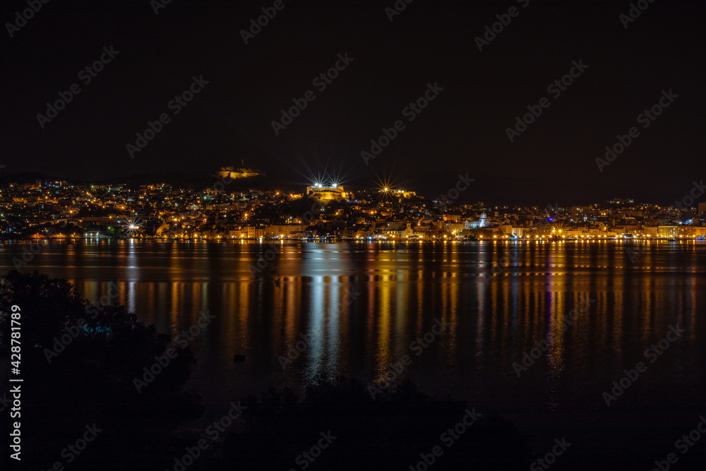 night view of the city of Sibenik 