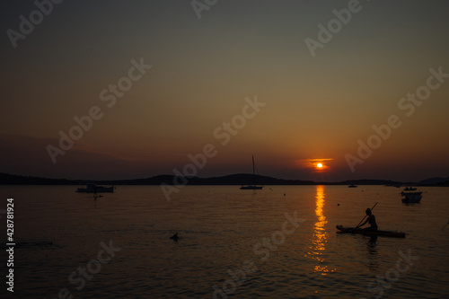 late summer sunset on the beach in croatia 