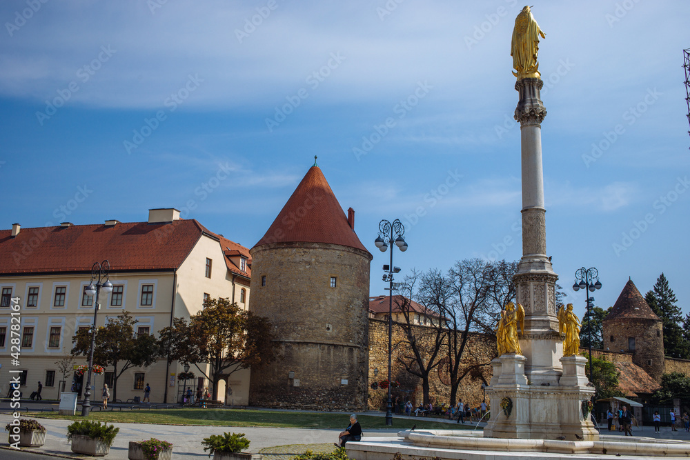 Monument and the monastery building in Zagreb Kaptol 