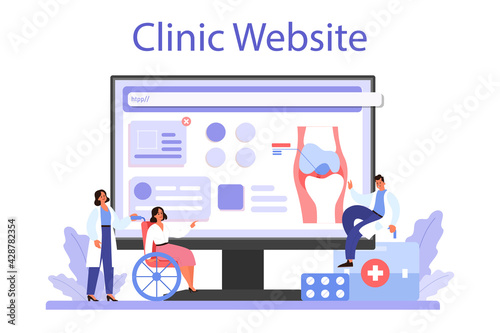 Traumatologist online service or platform. Injured limb, broken bone