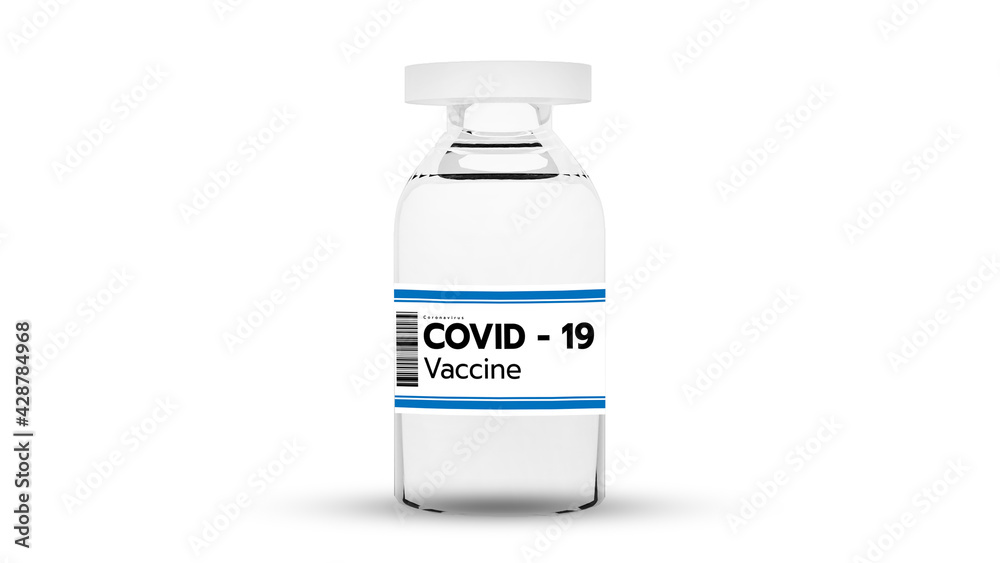 Vaccine Coronavirus COVID-19, Transparent vaccine bottle, Treatment for coronavirus covid-19, isolated on white background, illustration Vaccine Coronavirus COVID-19, Transparent vaccine bottle, Treatment for coronavirus covid-19, isolated on white background, illustration