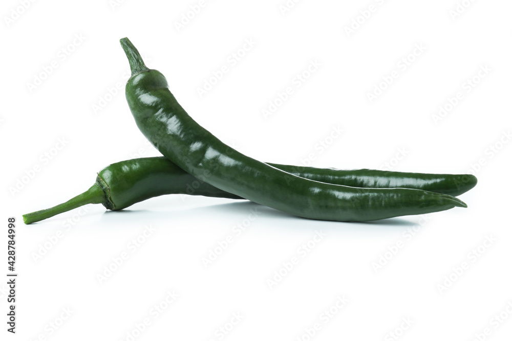 Green chili peppers isolated on white background Green chili peppers isolated on white background