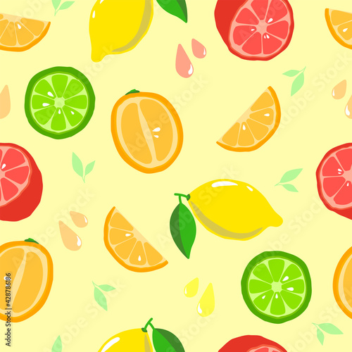 seamless bright fruit citrus yellow pattern