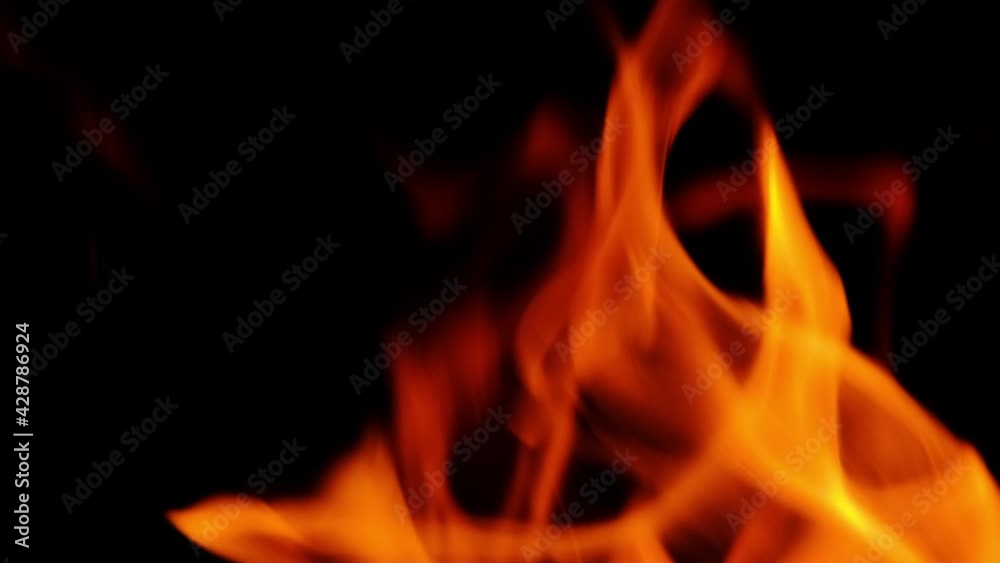 Fire line or flames isolated on black background. 4k resolution. Fire is burning in the fireplace Fire line or flames isolated on black background. 4k resolution. Fire is burning in the fireplace