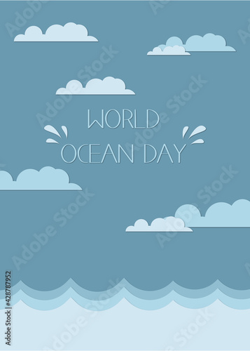 World ocean day background illustration, poster, design . High quality illustration 
