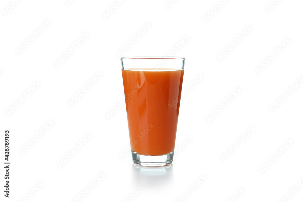 Glass of carrot juice isolated on white background Glass of carrot juice isolated on white background