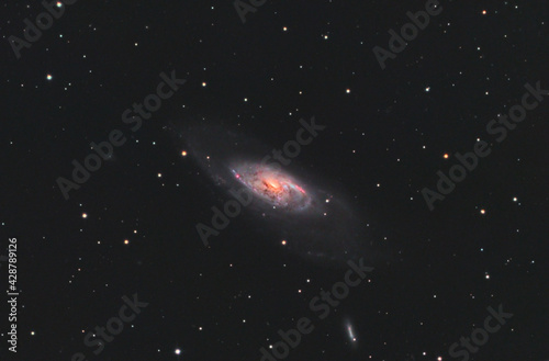 Close up of Messier 106 galaxy in Canes Venatici constellation, taken with my telescope.