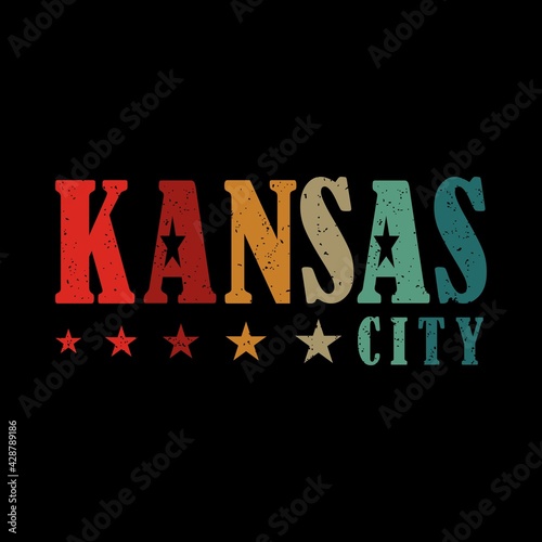 Kansas city vector illustration. Good for greeting card and t-shirt print, flyer, poster design, mug. photo
