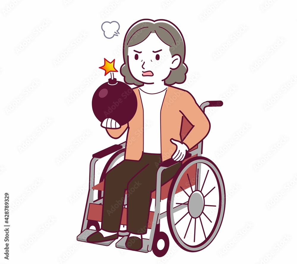 Elderly woman with gray hair